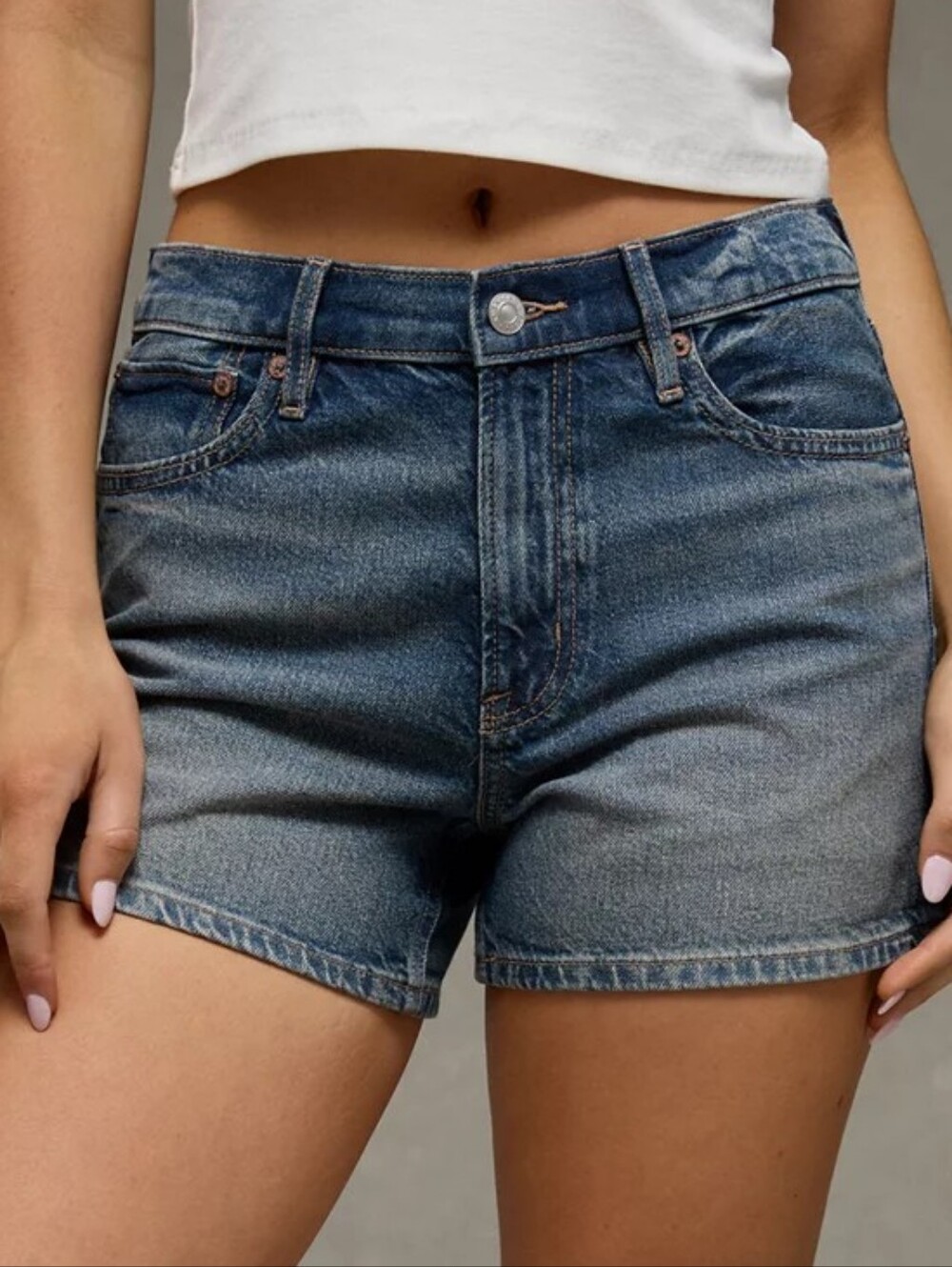 American Eagle Outfitters Light Blue Denim High-Rise Shorts